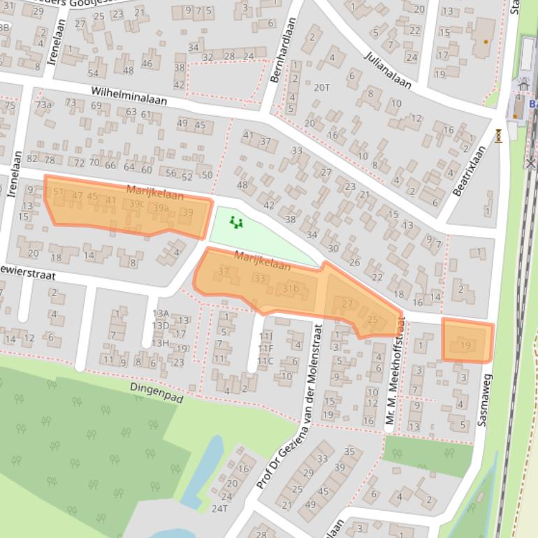 Kaart van postcodegebied 9953SB.