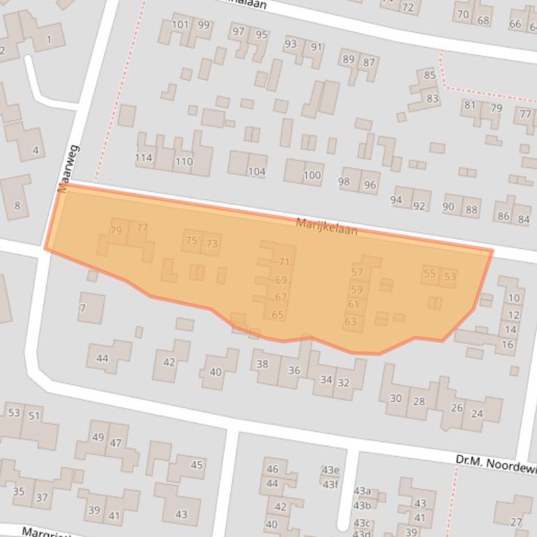 Kaart van postcodegebied 9953SC.
