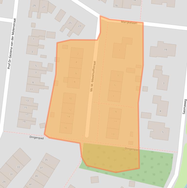 Kaart van postcodegebied 9953SL.