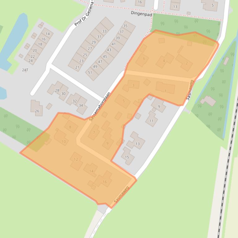 Kaart van postcodegebied 9953SN.