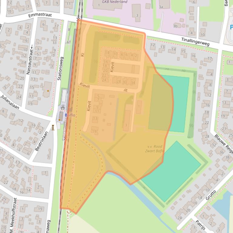 Kaart van postcodegebied 9953TG.