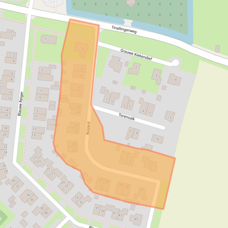 Kaart van postcodegebied 9953TL.