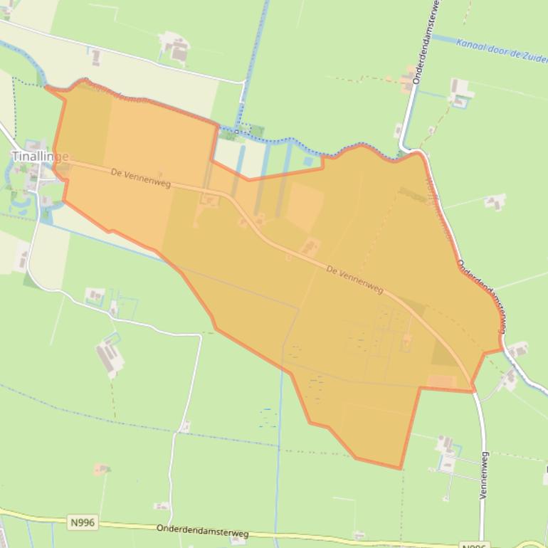 Kaart van postcodegebied 9954TR.