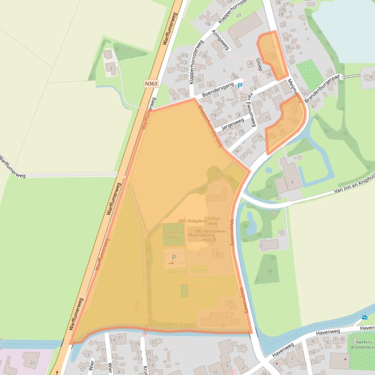 Kaart van postcodegebied 9955VC.