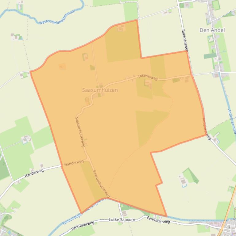 Kaart van postcodegebied 9957.