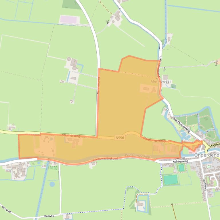 Kaart van postcodegebied 9959TD.