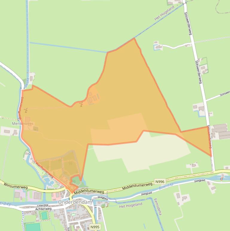 Kaart van postcodegebied 9959TE.