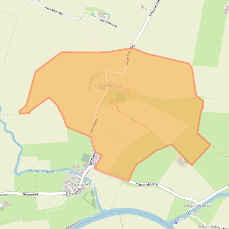 Kaart van postcodegebied 9961TB.