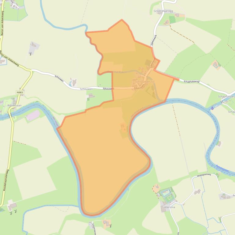 Kaart van postcodegebied 9962.