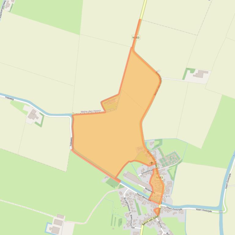 Kaart van postcodegebied 9963PA.