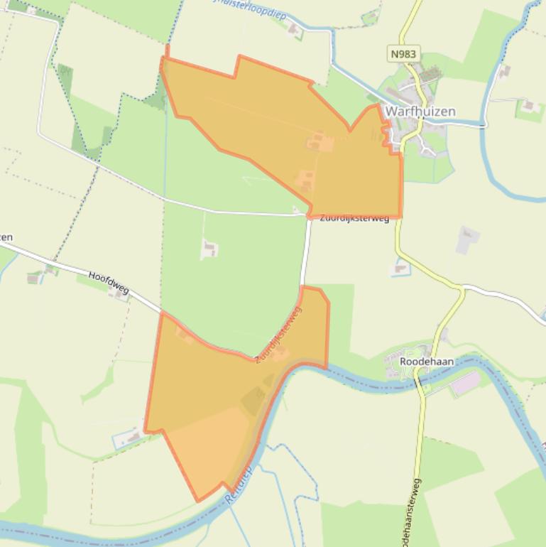 Kaart van postcodegebied 9963TA.