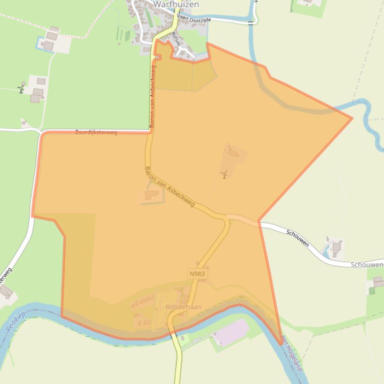 Kaart van postcodegebied 9963TC.