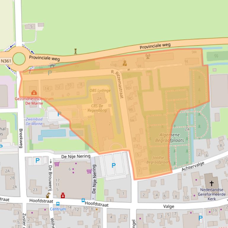 Kaart van postcodegebied 9965TD.