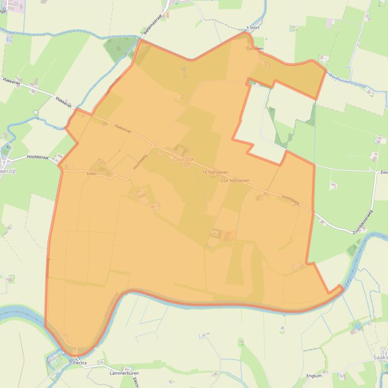 Kaart van postcodegebied 9966.