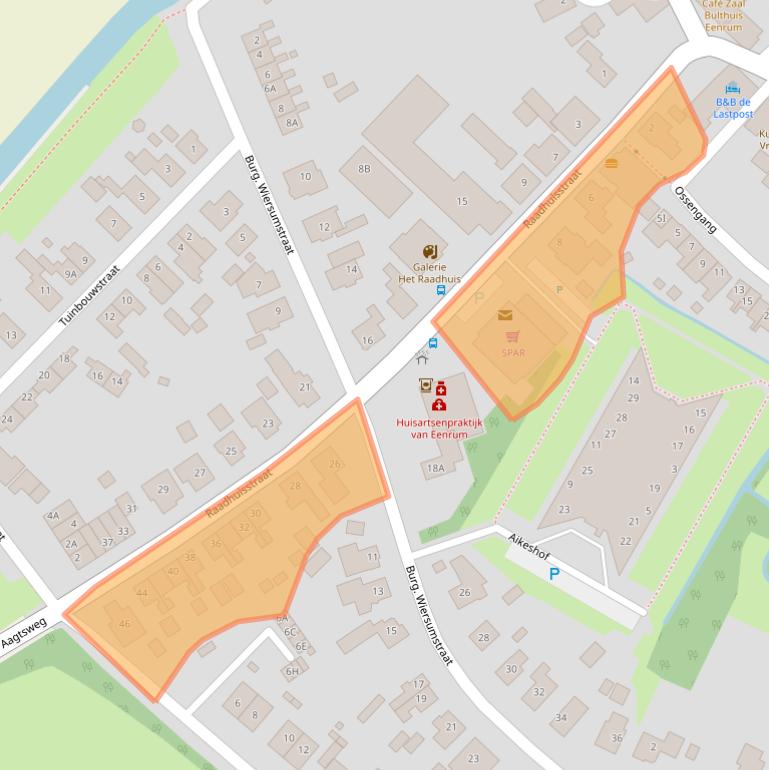 Kaart van postcodegebied 9967RB.