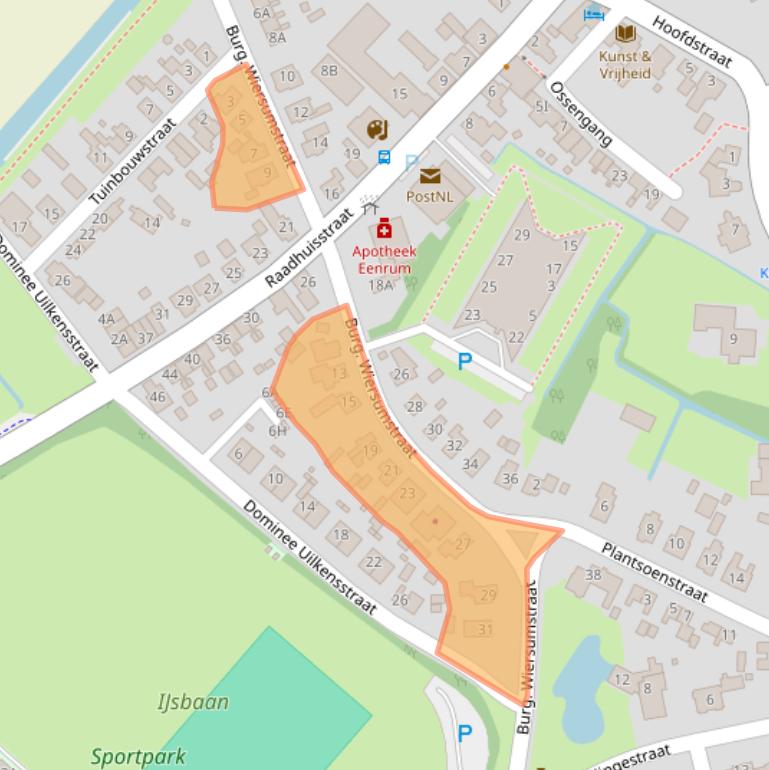 Kaart van postcodegebied 9967RC.