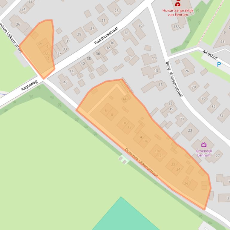 Kaart van postcodegebied 9967RG.