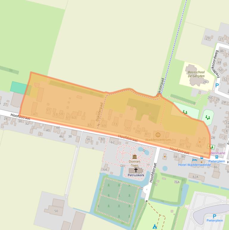 Kaart van postcodegebied 9968AB.