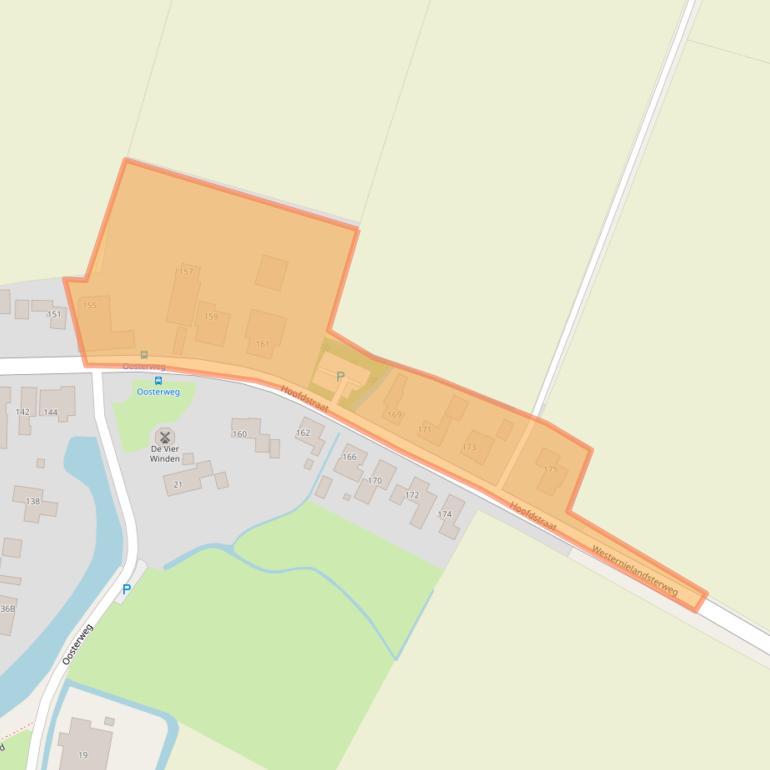 Kaart van postcodegebied 9968AD.