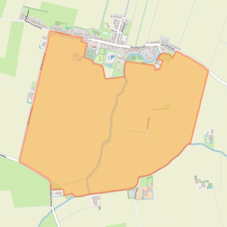 Kaart van postcodegebied 9968AE.