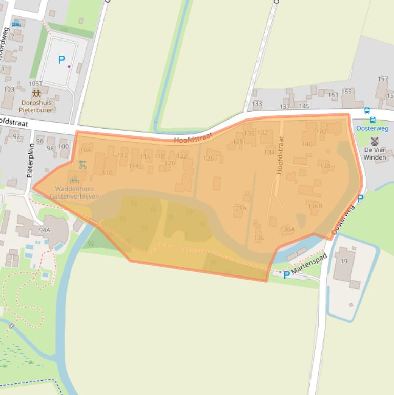 Kaart van postcodegebied 9968AH.