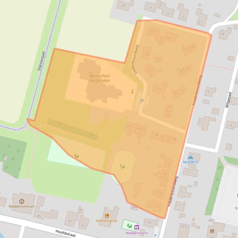 Kaart van postcodegebied 9968AL.