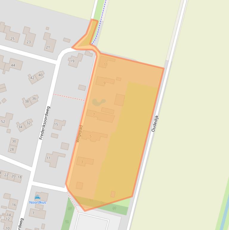 Kaart van postcodegebied 9968AM.