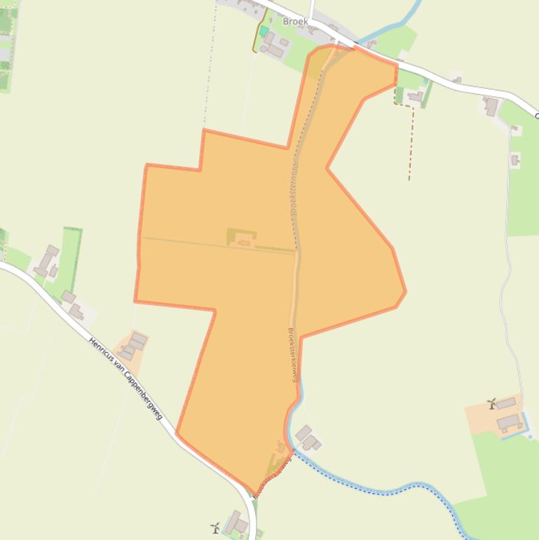 Kaart van postcodegebied 9968TG.