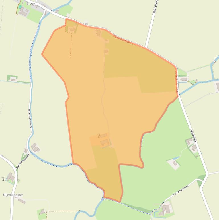 Kaart van postcodegebied 9968TM.