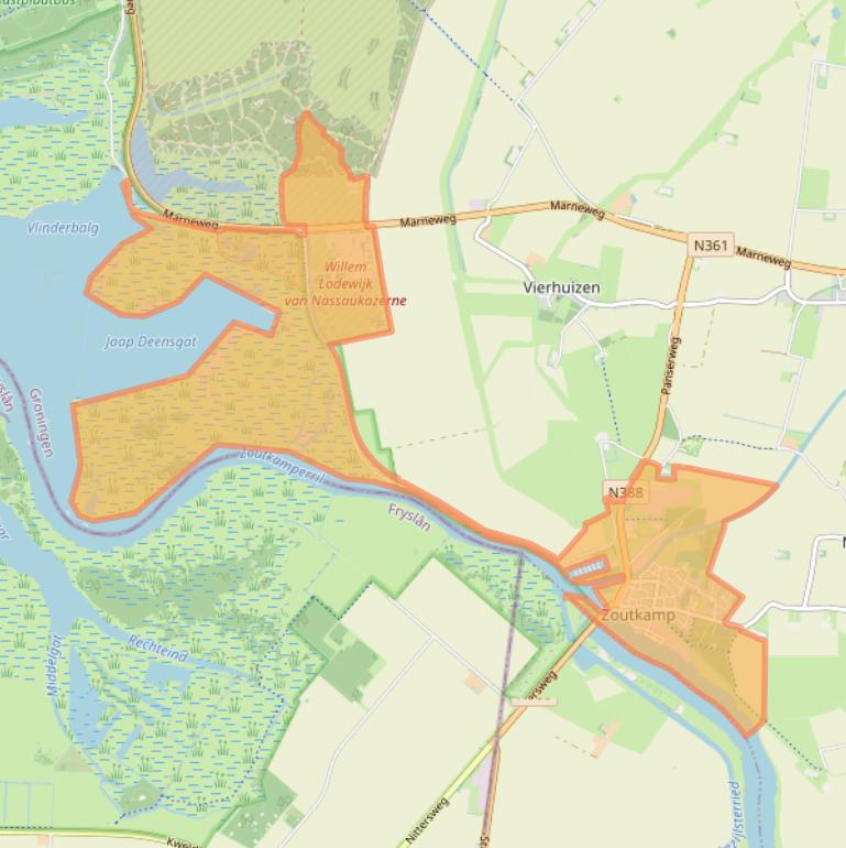 Kaart van postcodegebied 9974.