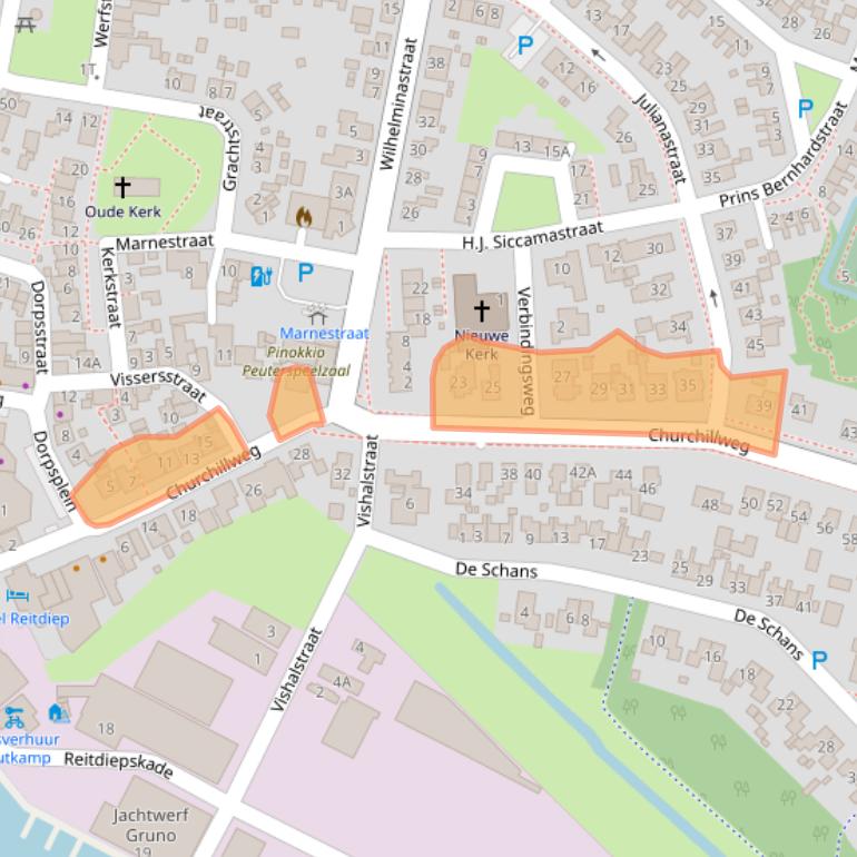 Kaart van postcodegebied 9974PA.