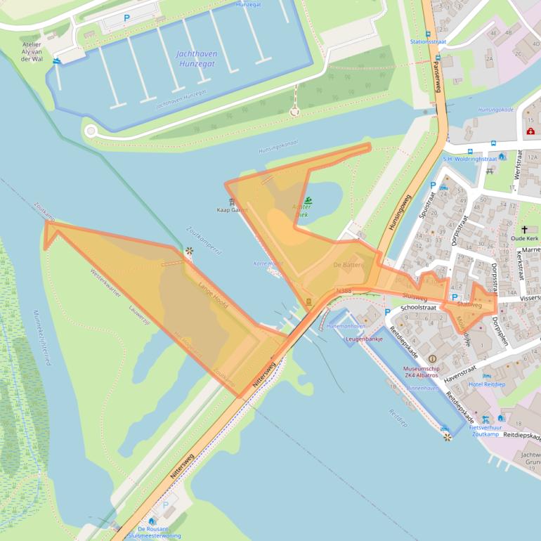 Kaart van postcodegebied 9974RJ.