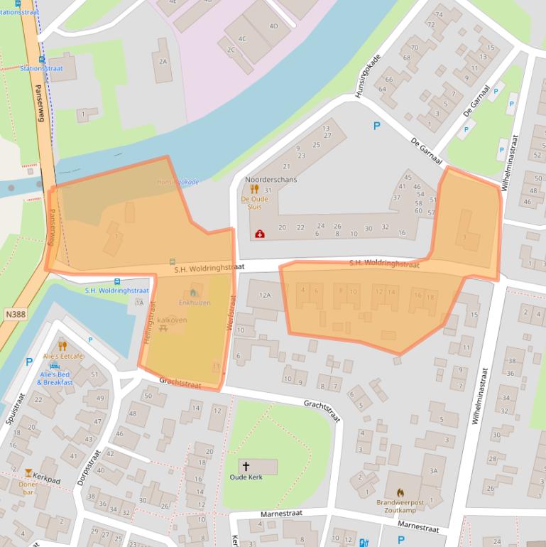 Kaart van postcodegebied 9974SE.