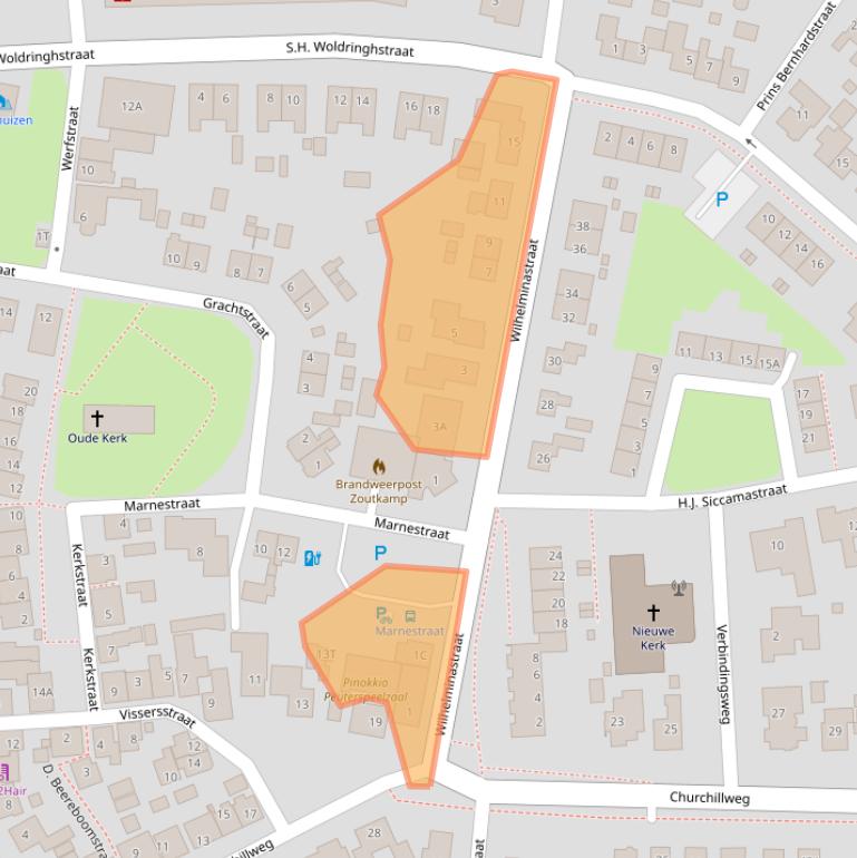 Kaart van postcodegebied 9974SG.