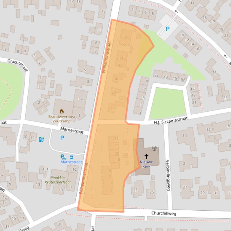 Kaart van postcodegebied 9974SH.