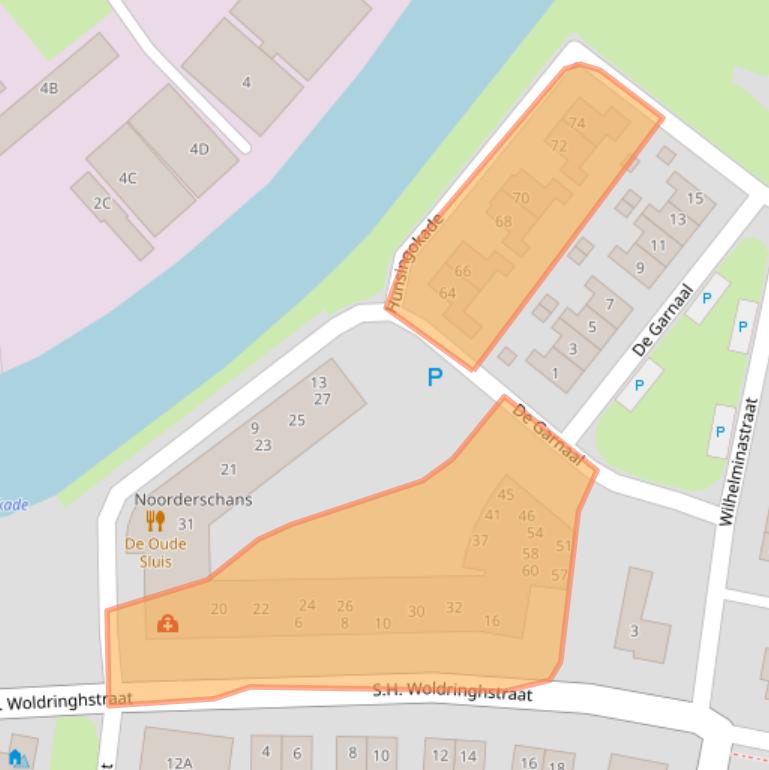 Kaart van postcodegebied 9974SR.