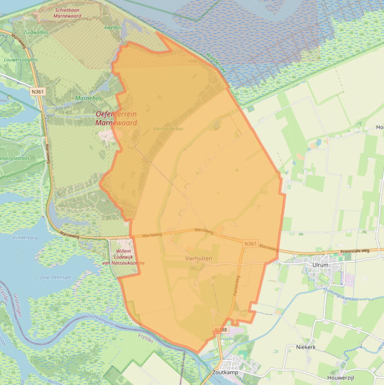 Kaart van postcodegebied 9975.