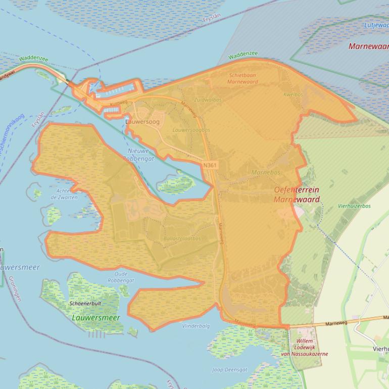 Kaart van postcodegebied 9976.