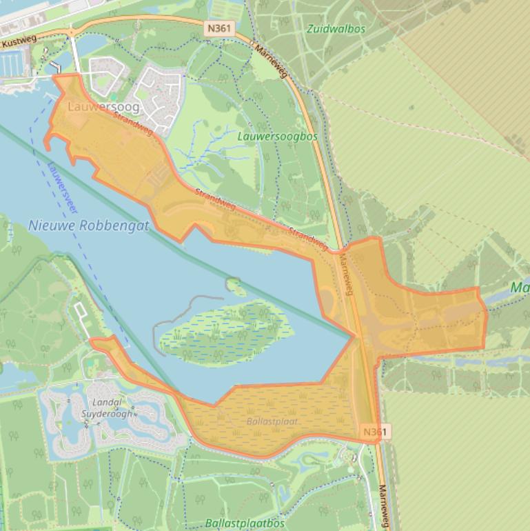 Kaart van postcodegebied 9976VS.