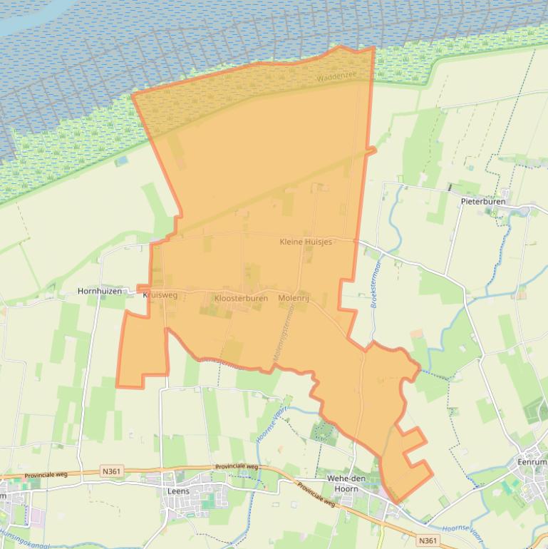 Kaart van postcodegebied 9977.