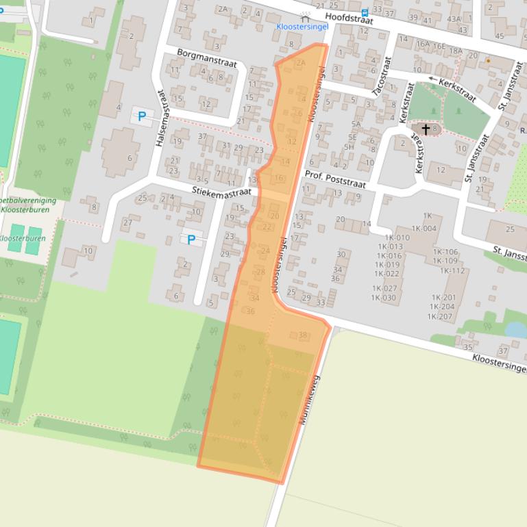 Kaart van postcodegebied 9977RL.