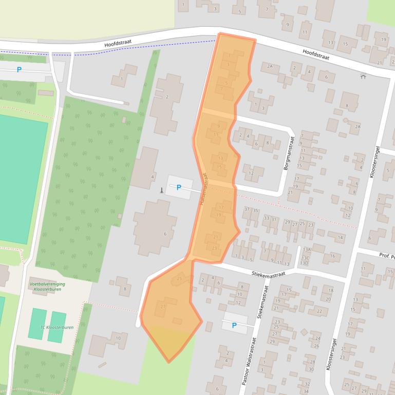 Kaart van postcodegebied 9977SC.