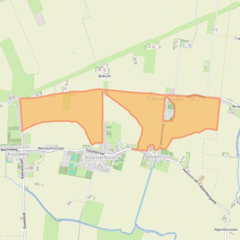 Kaart van postcodegebied 9977TE.