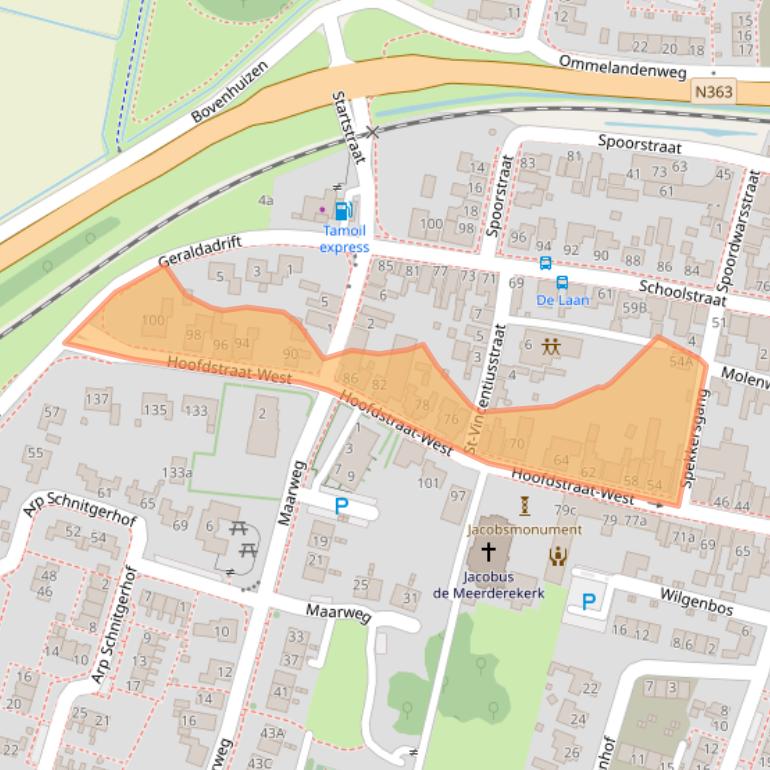 Kaart van postcodegebied 9981AE.