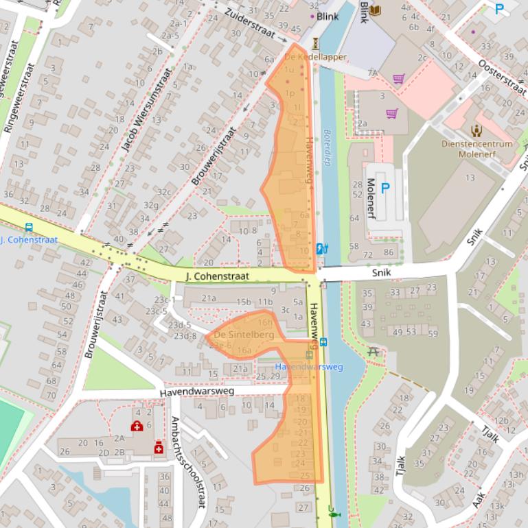 Kaart van postcodegebied 9981JN.