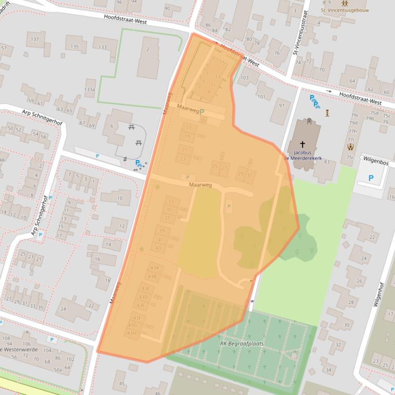 Kaart van postcodegebied 9981KW.