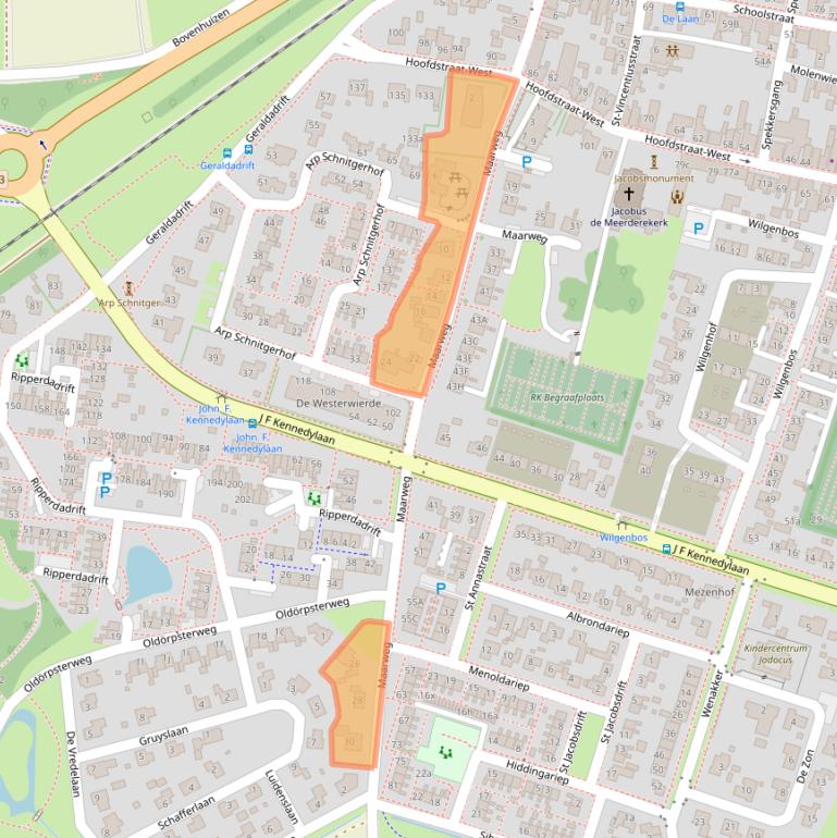 Kaart van postcodegebied 9981KZ.