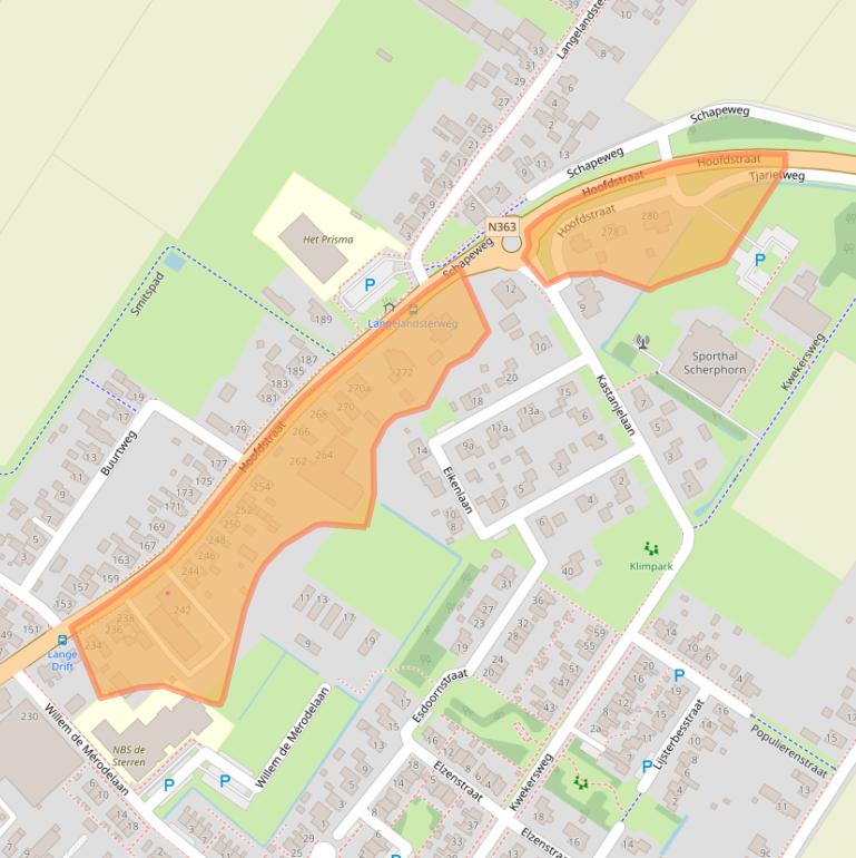 Kaart van postcodegebied 9982AM.