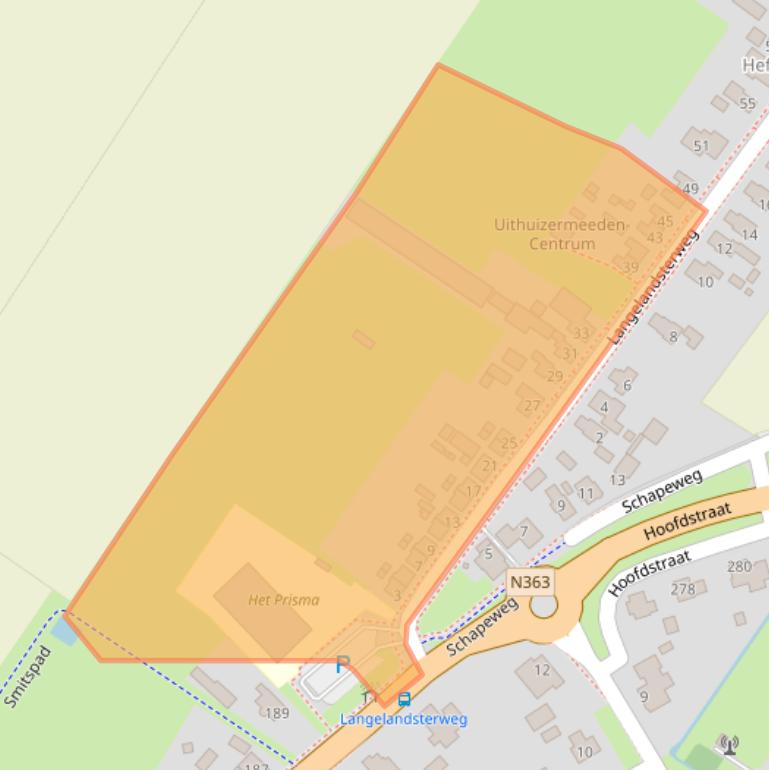 Kaart van postcodegebied 9982BC.