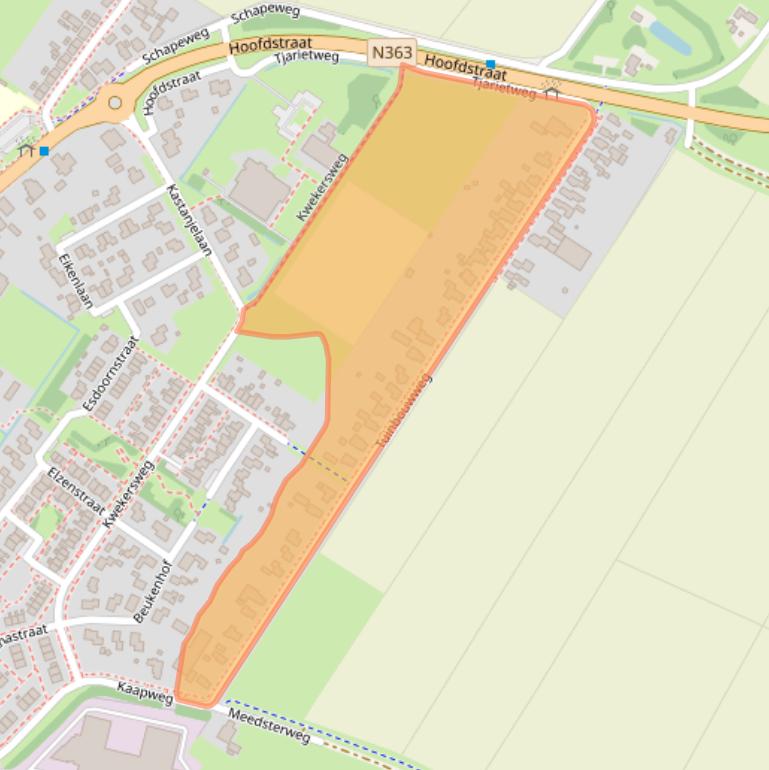 Kaart van postcodegebied 9982EJ.